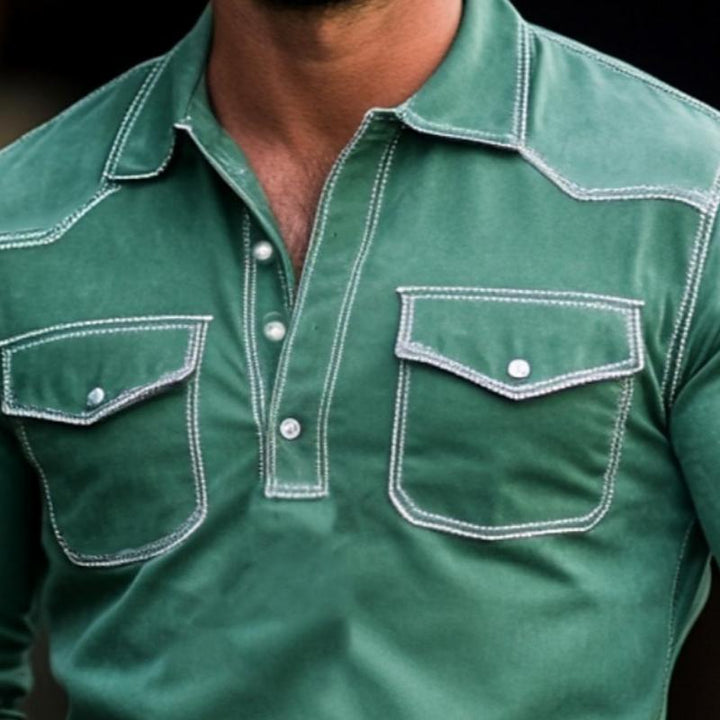 Easton | Men's Suede Long Sleeve Polo Shirt