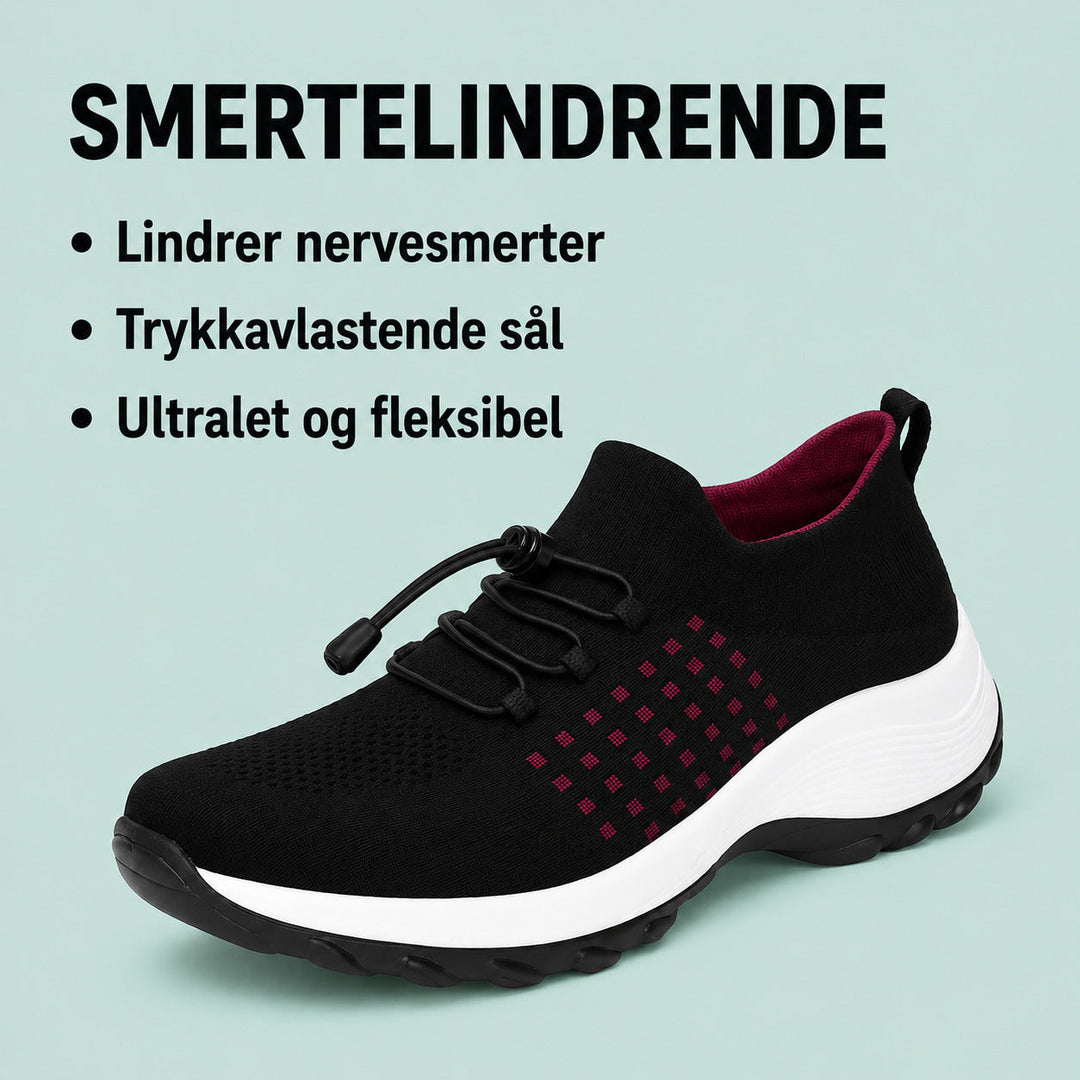 Dame sneakers med bred tåboks og høj sål