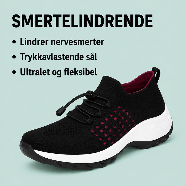 Dame sneakers med bred tåboks og høj sål