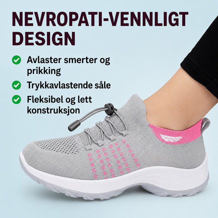 Dame sneakers med bred tåboks og høj sål