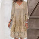Women Vintage Lace Trim Shift Dress