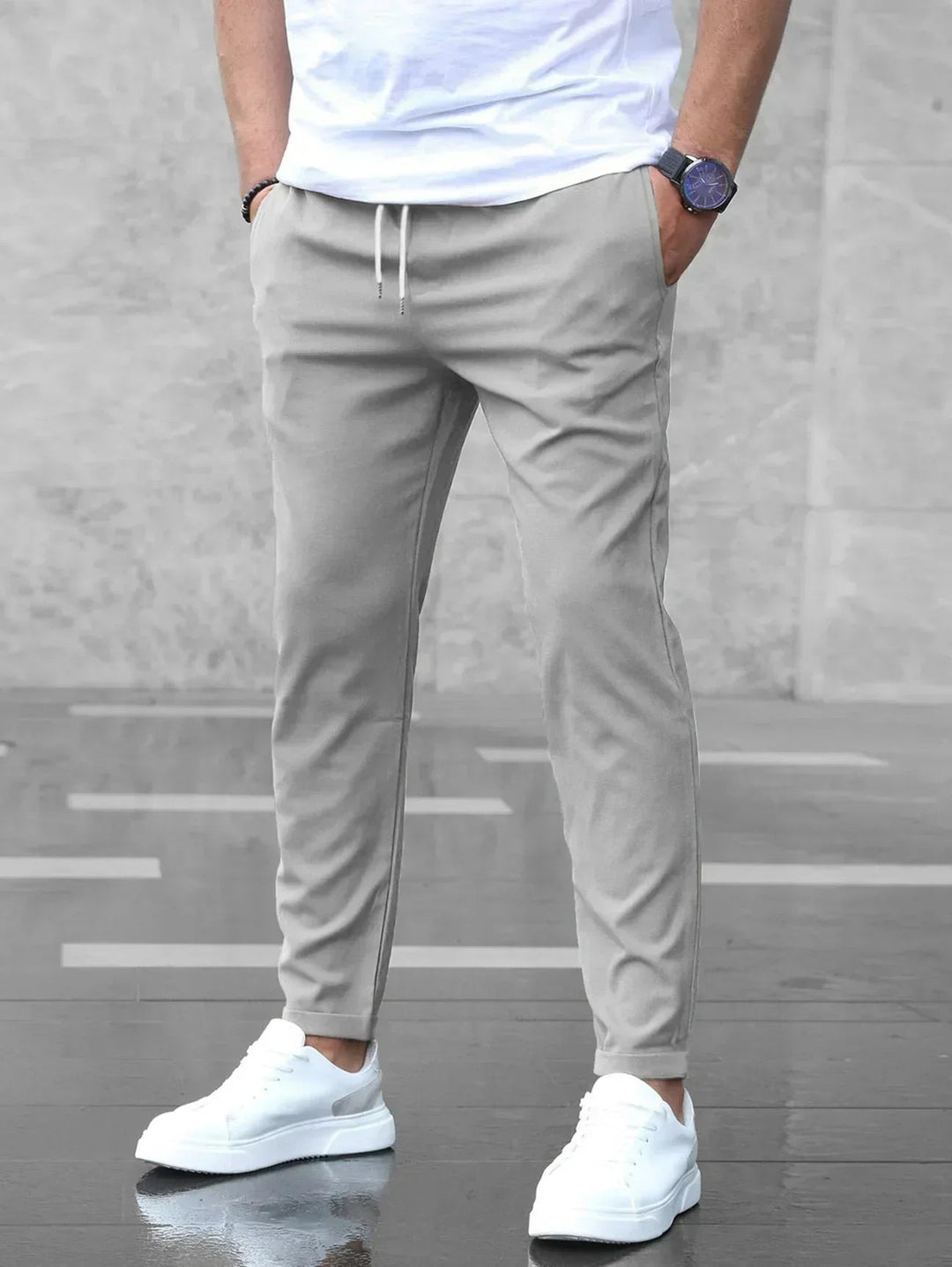 Herrenhose, Regular Fit, mit geradem Bein und Kordelzug