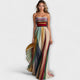 Pleated Rainbow Strapless Dress