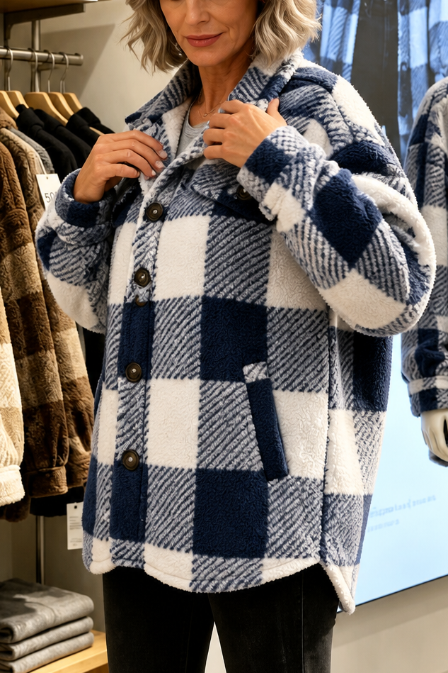 Ternet skjortejakke til kvinder med skjortekrave, knapper og brystlommer