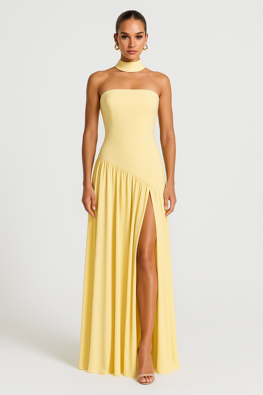 Women's Stylish Strapless Slit Maxi Dress