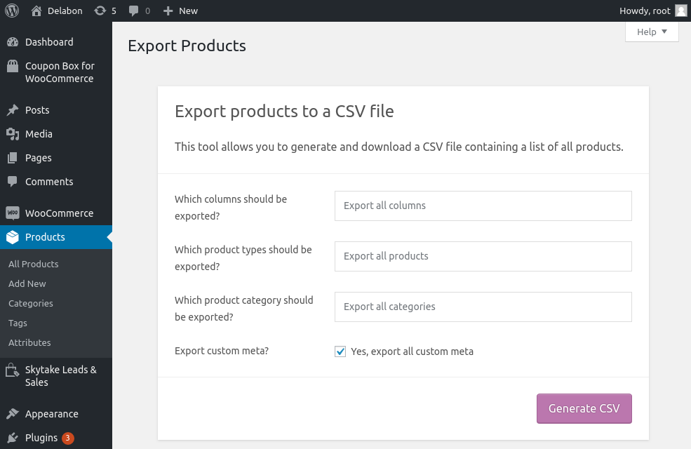 export woocommerce products to excel